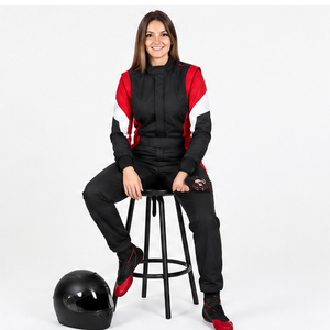 Women's Black <b>Red</b> White Full Sleeve Racing <b>Suit</b> Breathable Polyester All Seasons Adult Customized Team Wear - Product Image 6