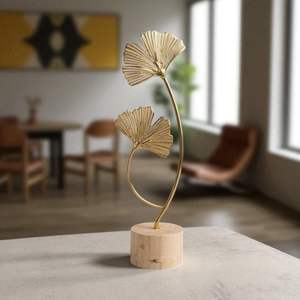 Elegante Adorno de Hoja de Ginkgo en Cobre y Oro Esterlino para Decoración del Hogar o Regalo de Cumpleaños - Product Image 2