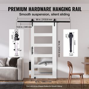 Kit Ferramenta per Porta Scorrevole in Legno e Vetro 8 in 1, 42'' x 84'', Silenzioso e Scorrevole, per Soggiorno - Product Image 4
