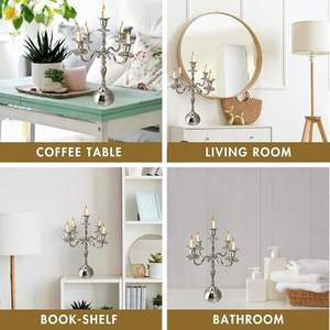 Élégant porte-bougie en aluminium argenté, support à bougies moderne et luxueux, centre de table décoratif pour ambiance chaleureuse à prix abordable - Product Image 5
