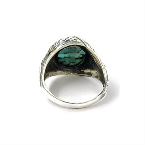 Blue Copper <b>Turquoise</b> Gemstone Oxidized <b>Ring</b> (6.0 Grams) Made From Sterling Silver Vintage Style Trendy Unisex Jewelry - Product Image 4