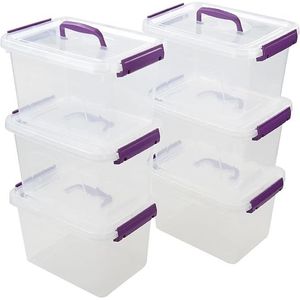 Sandmovie Contenitore in plastica trasparente da 6 litri con coperchio a chiusura e maniglie, confezione da 6 - Product Image 2