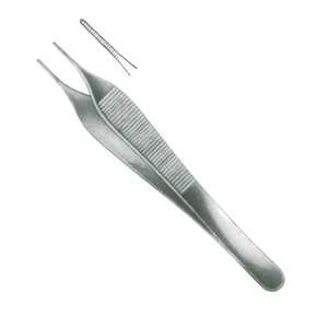 Pinces Adson 12,5 cm en acier inoxydable dentelé pour la préhension des tissus en chirurgie générale, certifiées CE, instrument manuel de classe II - Product Image 1