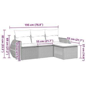 Ensemble de canapés de jardin en rotin PE blanc crème et acier thermolaqué noir, collection de meubles d'extérieur élégante - Product Image 3