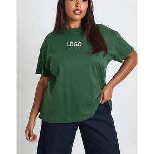 เสื้อยืดโอเวอร์ไซส์แบบกำหนดเอง 250GSM สีพื้นสำหรับฤดูร้อน พิมพ์ลายสกรีน เสื้อกีฬาคุณภาพสูง เสื้อยืดลายกราฟิก เสื้อเจอร์ซีย์ผ้าฝ้ายสำหรับผู้หญิง - Product Image 1