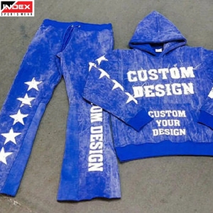 Sweat à capuche en coton de luxe brodé effet vieilli, style streetwear, haute qualité, durable et confortable, vêtement de mode - Product Image 1