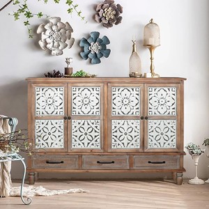 Hand-Carved Mango Wood <b>Sideboard</b> <b>Walnut</b> Finish - Wholesale Artisan Furniture - Product Image 3