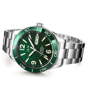 Montre mécanique automatique de plongée de luxe I&W CARNIVAL pour hommes, boîtier et bracelet en acier inoxydable - Product Image 3