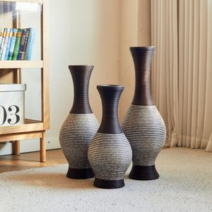 Vaso Classico Marrone da Tavolo e da Terra con Supporto Alto Indipendente per Fiori, Vaso Decorativo per Piante Artificiali PV - Product Image 2