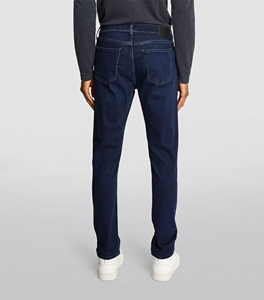 Jeans de Pierna Recta Azul Oscuro para Hombre, Cintura Alta, Corte Ajustado, Mezclilla de Algodón, Estilo Casual, Ropa de Otoño - Product Image 3