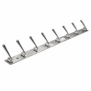 Gancho de pared de acero inoxidable de 8 pines, resistente, SS202, a prueba de óxido, para colgar toallas y abrigos en la puerta. - Product Image 1