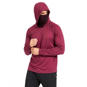 Haut de sport à manches longues à séchage rapide pour homme avec capuche intégrée pour la course, la gym, l'entraînement et la randonnée - Product Image 1