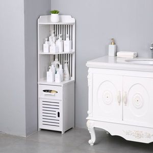 Mensola Angolare Moderna (30x30x120cm) Semplice e Regolabile in Plastica con Finitura Spazzolata per Bagno, Cucina e Doccia - Product Image 4