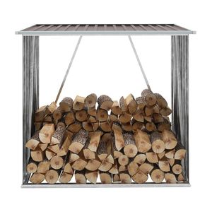 Casetta da Giardino Marrone per Stoccaggio Tronchi 64.2"x32.7"x60.6" in Acciaio Zincato - Product Image 1
