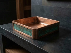 copper sink elegant handmade piece copper <b>basin</b> high quality craftsmanship copper sink intricate artisan work copper <b>basin</b> - Product Image 2