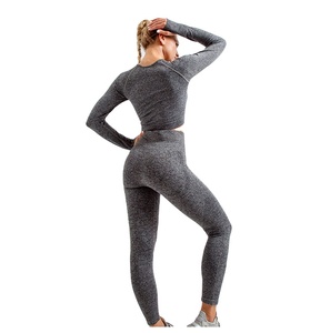 Label privé vêtements de fitness personnalisés vêtements de sport pour filles femmes Spandex deux pièces Yoga ensemble soutien-gorge et ensemble court - Product Image 2