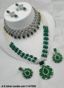 Conjunto de joyería nupcial de diamante americano clásico, collar y pendientes de dos piezas para boda, estilo clásico de moda - Product Image 1