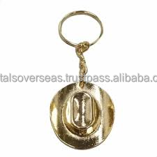 Vintage brass hat keychain <b>mini</b> cowboy hat key holder gold finish metal hat <b>keyring</b> for gift and souvenir use - Product Image 3
