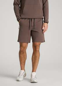 Ensemble de sweat-shirt à capuche marron pour homme, short décontracté à cordon de serrage, couleur unie, matière en coton respirant - Product Image 3