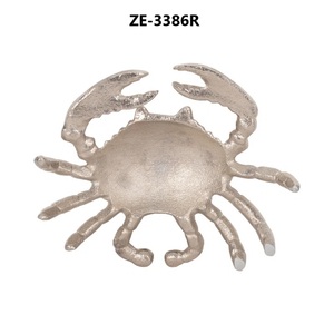 Escultura de Cangrejo de Metal Plateado Hecha a Mano de 7 Pulgadas, Decoración Náutica Costera para Mesa, Hogar, Oficina, Casa de Playa y Regalos - Product Image 1