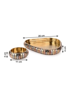 Indian Handcrafted Brass Copper Tray <b>Set</b> 3 Lidded Decorative Containers Premium Gold Finish Dishwasher Safe Customizable Party - Product Image 2
