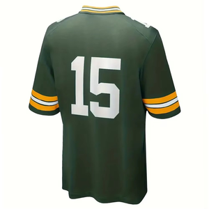 Camiseta Deportiva Verde con Cuello en V de Fútbol Americano con Número 15, Impresión Sublimada, Absorbente de Humedad, Manga Corta, Ropa para Hombre - Product Image 5