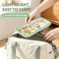Boîte à bento en acier inoxydable 304, compartiments écologiques, boîte à lunch scolaire, boîte à lunch réutilisable, couvercle en plastique chauffable, anti-fuite