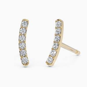Elegantes Pendientes de Barra Curva con Diamantes Cultivados en Laboratorio de Oro de 14K, Joyería Minimalista para Hélix, Delicados para Uso Diario, Regalo para Mujer - Product Image 3