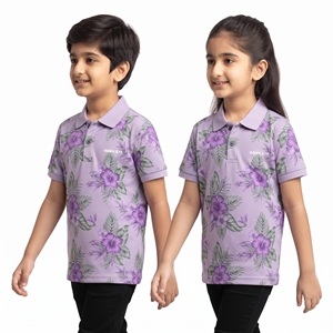 Camiseta Polo Infantil con Estampado Floral, Unisex, Informal, de Manga Corta, con Cuello de Botones, Tejido de Punto, Proveedor Mayorista - Product Image 4