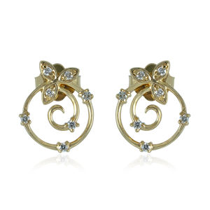 Boucles d'oreilles à clous en or jaune 18 carats avec diamants naturels, bijoux fins faits à la main, vente en gros, boucles d'oreilles en diamants - Product Image 6