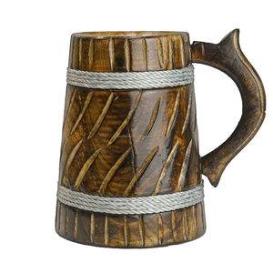 Chope à bière en céramique en bois d'acacia et de mangue, cadeau pour les garçons d'honneur et souvenir pour hommes de Falak World Export - Product Image 1
