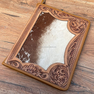 Classeur multifonctionnel pour hommes et femmes d'affaires Portefeuille en cuir usiné à la main avec 3 anneaux Classeur en cuir de vachette Padfolio - Product Image 2