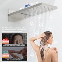 Système de douche thermostatique en nickel brossé, ensemble complet de robinetterie de douche avec vanne et kit de finition, personnalisable pour la vente en gros
