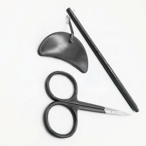 <b>Moon</b> Shape Eyelash Extension <b>Mirror</b> / Silver Tip Cuticle Scissor Private Label Lash <b>Mirror</b> Black Powder Coated Color <b>Mirror</b> Set - Product Image 5