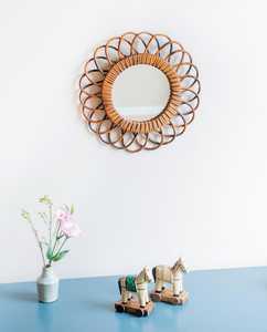 Luxury Bamboo <b>Cane</b> <b>Mirror</b> Handwoven Rattan Wall <b>Mirror</b> for Contemporary Home Decoration - Product Image 3