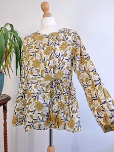 Chemisier à fleurs bohème en pur coton Top Earthy Indian Bagru Block Print Débardeur confortable et décontracté pour les vêtements de jour d'été - Product Image 5