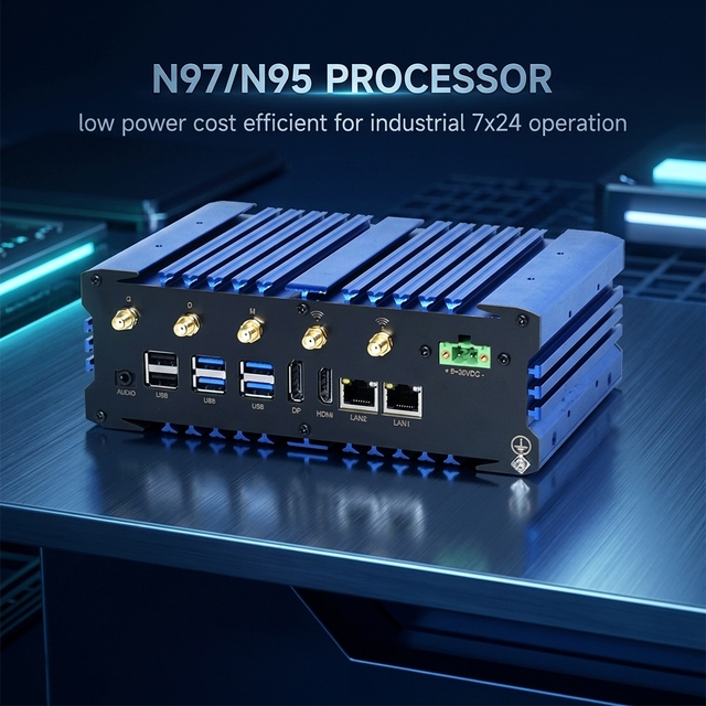 Mini Industrial PC J6412 N95 Fanless Mini Pc with RS232 GPIO for Bus Digital Signature Application Industrial Fanless Pc