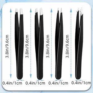 4 Piece Eyebrow Tweezers Set Stainless Steel Facial Hair Remover Ingrown Hair Plucking <b>Tool</b> with Carrying <b>Case</b> - Product Image 2