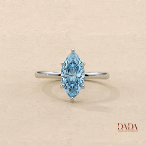 แหวนหมั้นพลอยสีน้ำเงินทรงมาร์คีส์สุดหรู ประดับเพชรด้านข้าง แหวนเครื่องประดับชั้นดีสำหรับผู้หญิง - Product Image 2