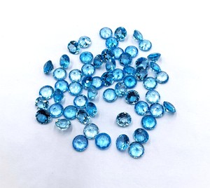 Topacio Azul Suizo Natural de 8mm, Corte Redondo Facetado, Piedra Preciosa para Joyería, Piedra Calibrada Suelta, Precio al por Mayor, Suministro a Granel - Product Image 5