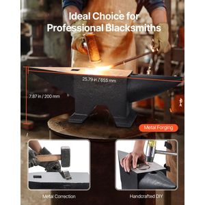 Incudine a corno singolo in acciaio fuso da 132 libbre (60 kg) con ampia superficie di lavoro, base stabile e elevata durezza, robusta - Product Image 6