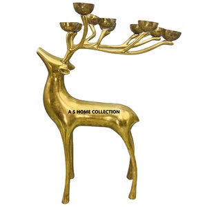 Dernier métal cerf petite taille doré gros décoratif cadeau de noël décoration bougeoir - Product Image 1
