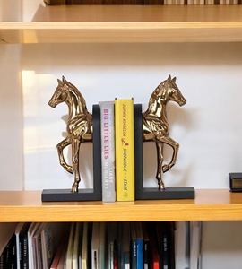 Premium Horse Metal Bookends Set | Elegant Equestrian <b>Book</b> Holder Stand for Home <b>Library</b>, Office Desk, Study Table, Bookshelf an - Product Image 2