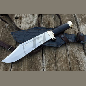 Premium <b>Mirror</b> Finish Fixed Blade Straight Clip Point Tactical Bowie Knife Leather Sheath OEM Wholesale Stainless Steel Outdoor - Product Image 1