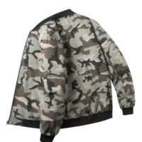Blouson bomber camouflage pour homme, fermeture éclair, col montant, coupe ajustée, coupe-vent, style automne, en polyester