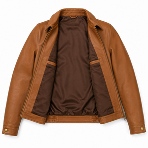 Veste en cuir véritable vintage imperméable de qualité supérieure pour homme, style motard, avec logo frontal, vente en gros - Product Image 3