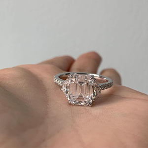 Anillo de diamantes de moissanita esmeralda de 3 quilates, joyería original de oro blanco de 18 quilates, fábrica de chapado en rodio negro - Product Image 2