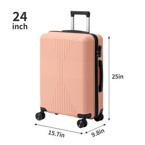 Juego de Maletas de PP 5 en 1 con Ruedas, sin Candado TSA, de 12, 16, 20, 24 y 28 Pulgadas, Color Rosa - Product Image 5
