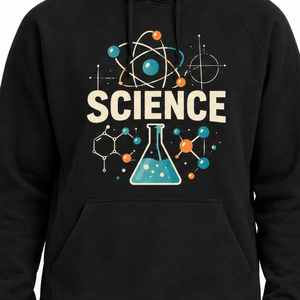 Sudadera Clásica Negra de Algodón para Hombre con Estampado Gráfico de "SCIENCE", Sudadera Informal con Capucha - Product Image 2