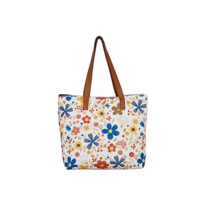 Nouveau sac fourre-tout en toile à imprimé floral personnalisé avec poignée en chaînes sac à main en coton écologique sac à provisions élégant pour femme - Product Image 1
